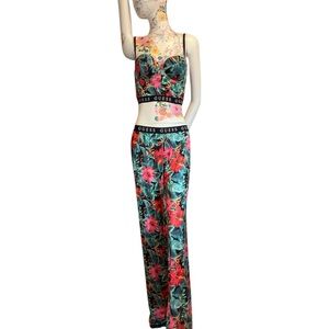 Guess Floral Swim Coverup Set - Red and Green
